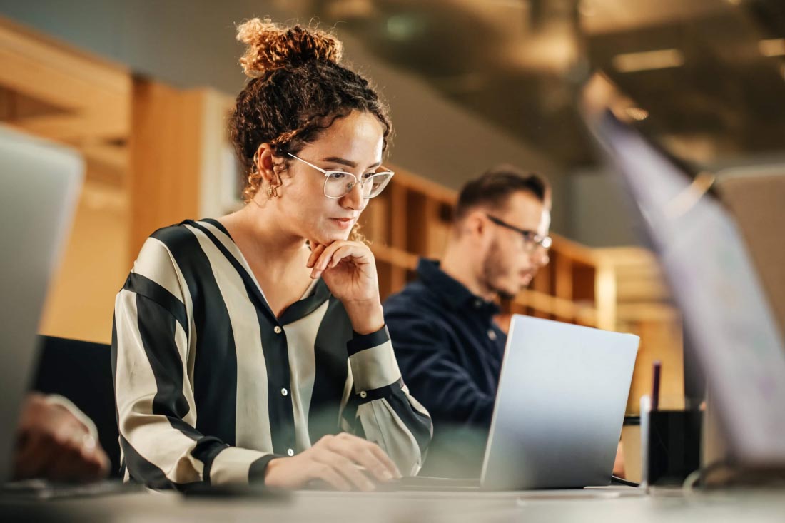 An employee that is focused on a task.