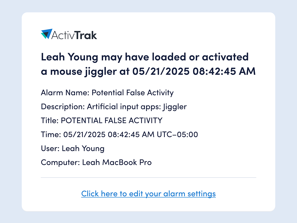 Image showing a potential false activity alarm.